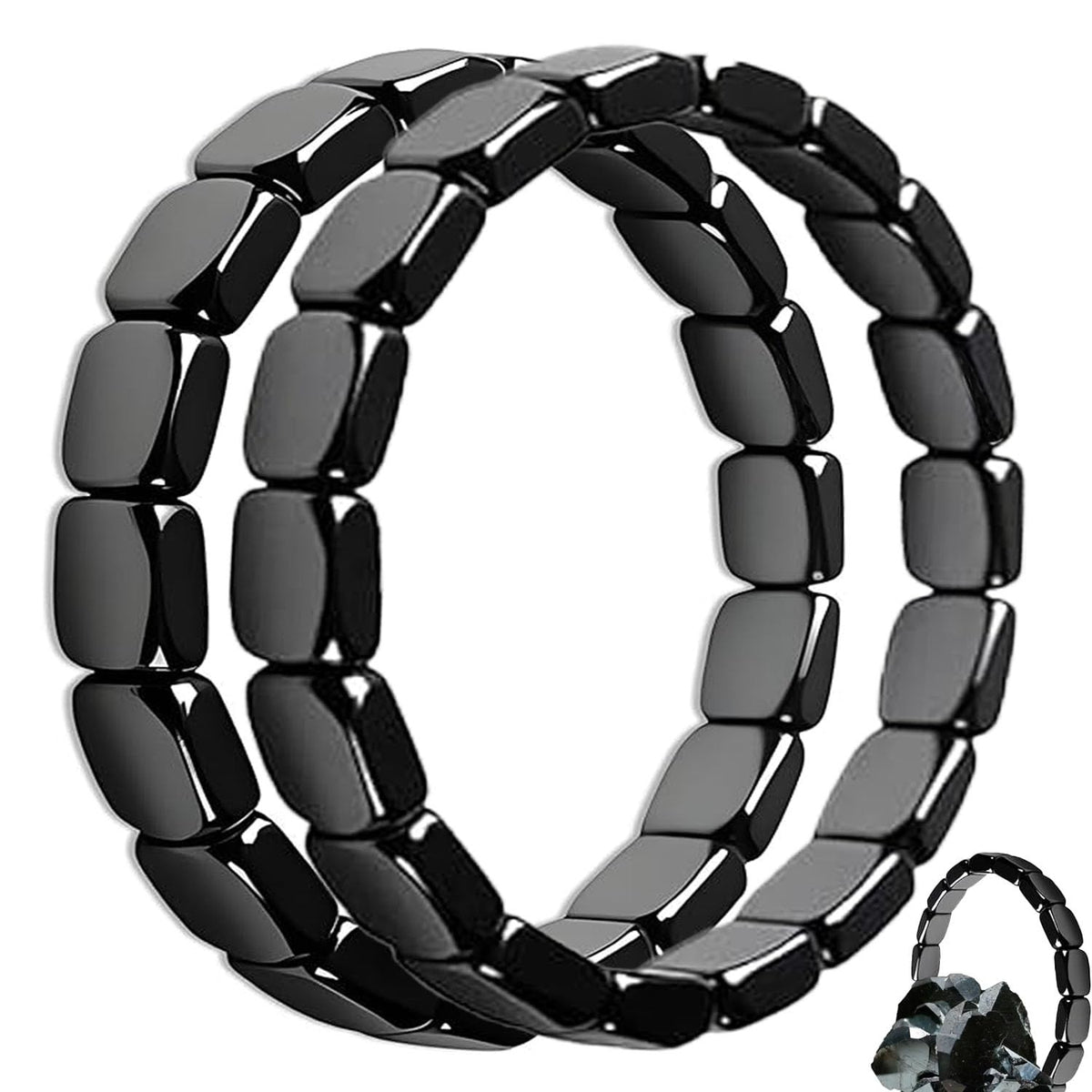 Fqwrus Hematite Bracelet Men close-up beads showing natural texture and energy.