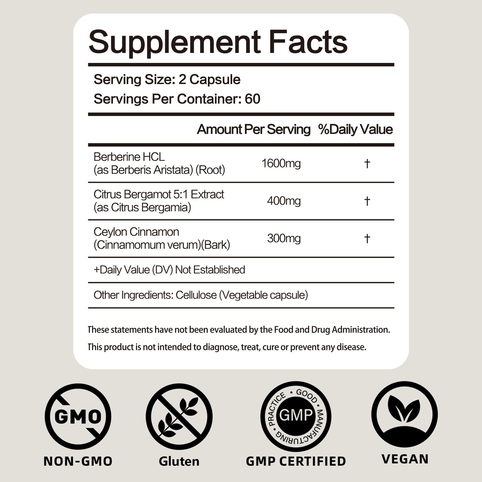 FraFr.gancia berberine bottle label highlights clean ingredients.