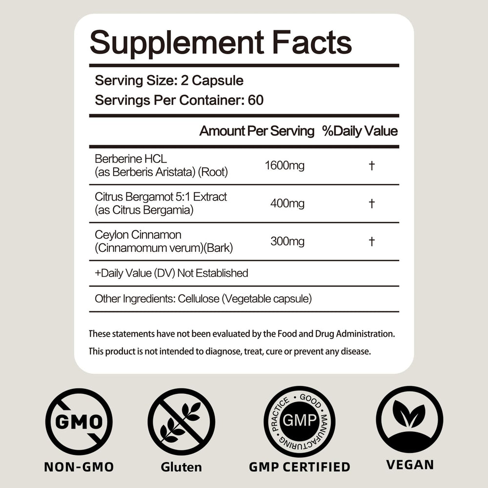 FraFr.gancia berberine bottle label highlights clean ingredients.
