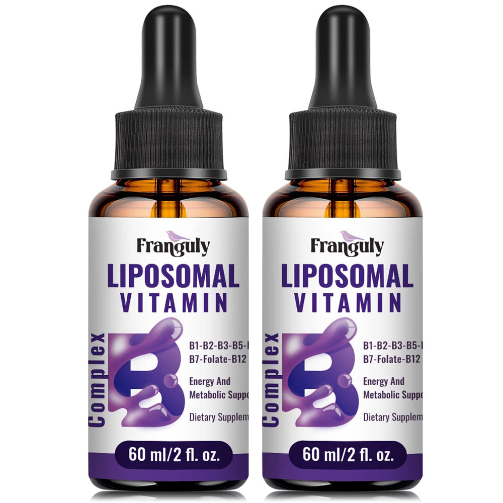 Franguly liposomal B complex bottle poured for daily dosing.