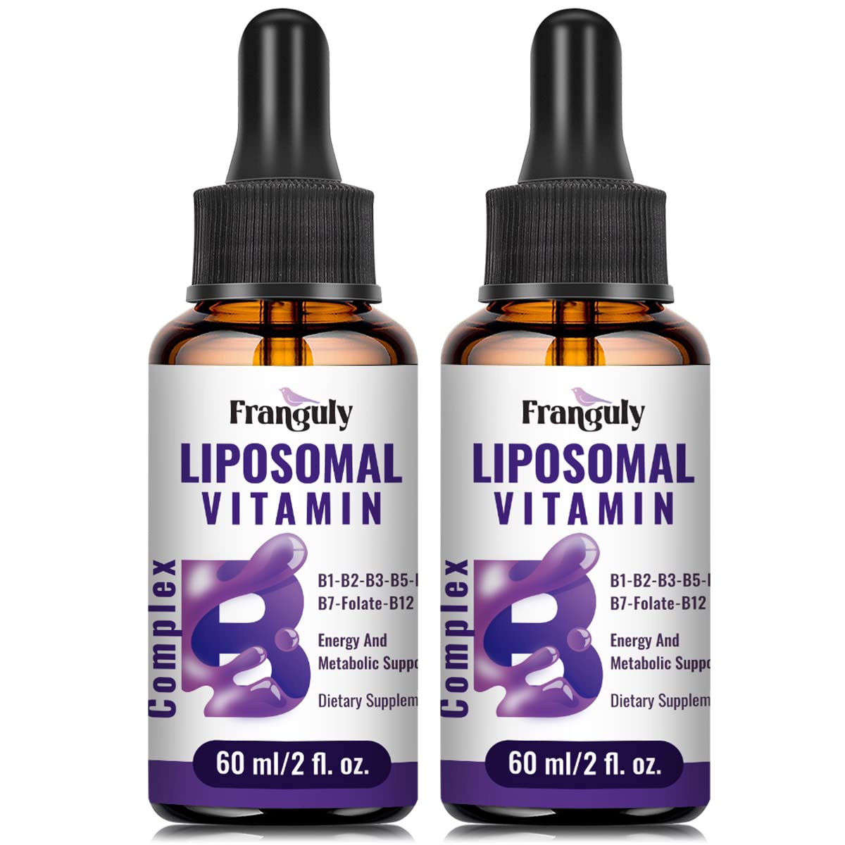 Franguly liposomal B complex bottle poured for daily dosing.