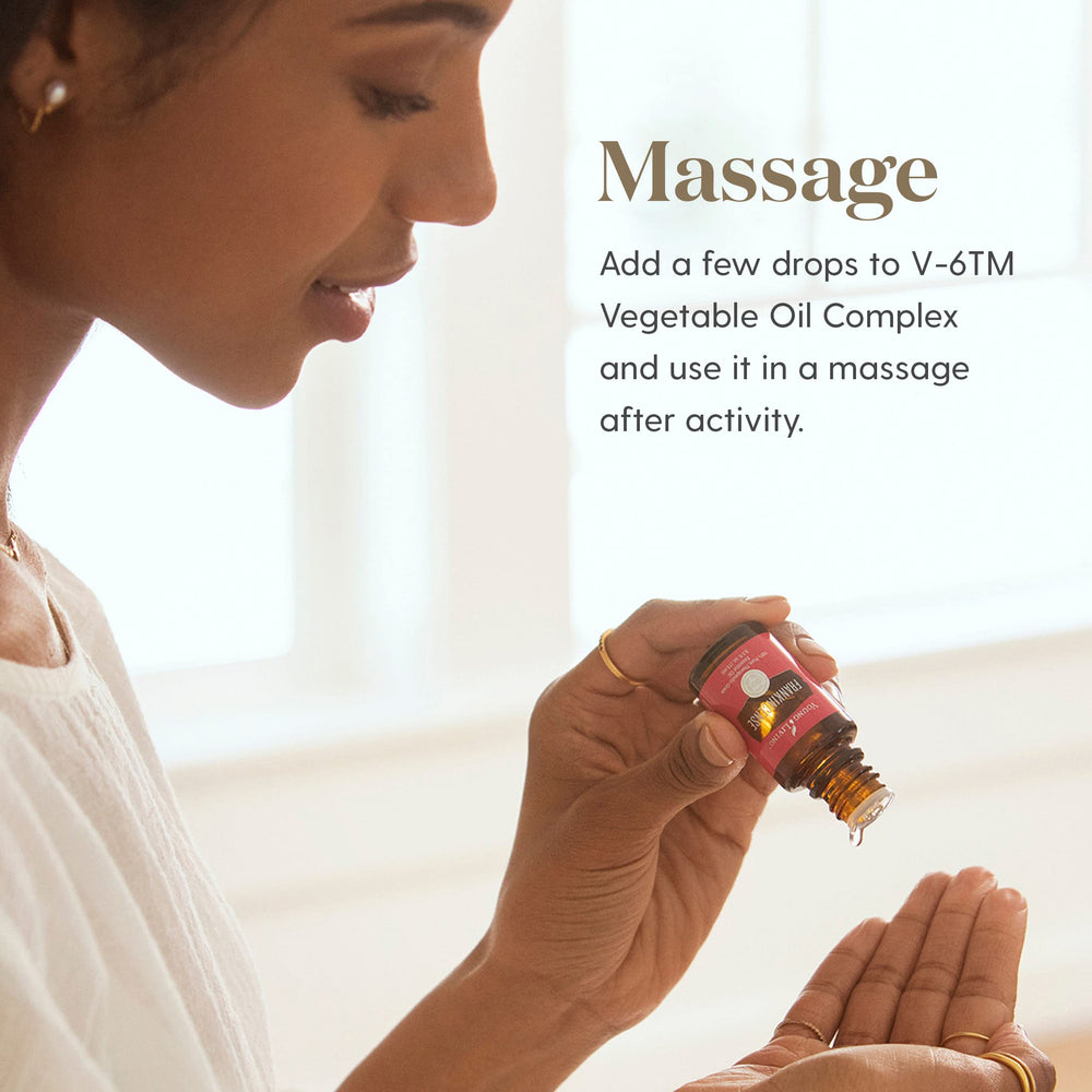 Young Living frankincense oil ideal for massage and spa routines.
