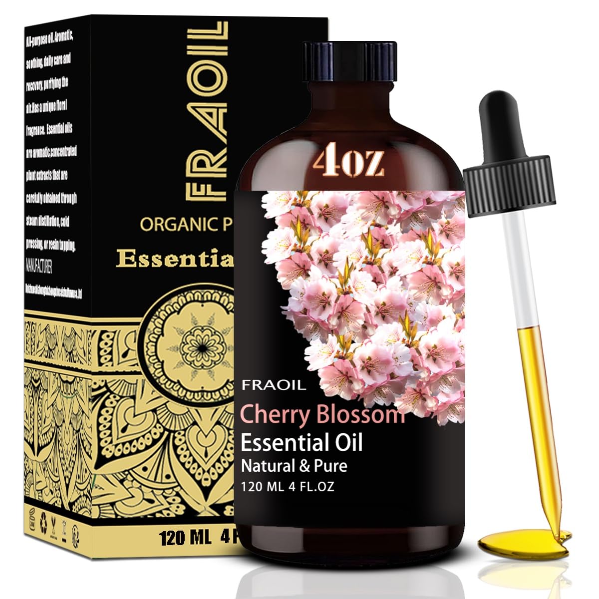 FRAOIL Cherry Blossom essential oil in amber bottle for diffusion
