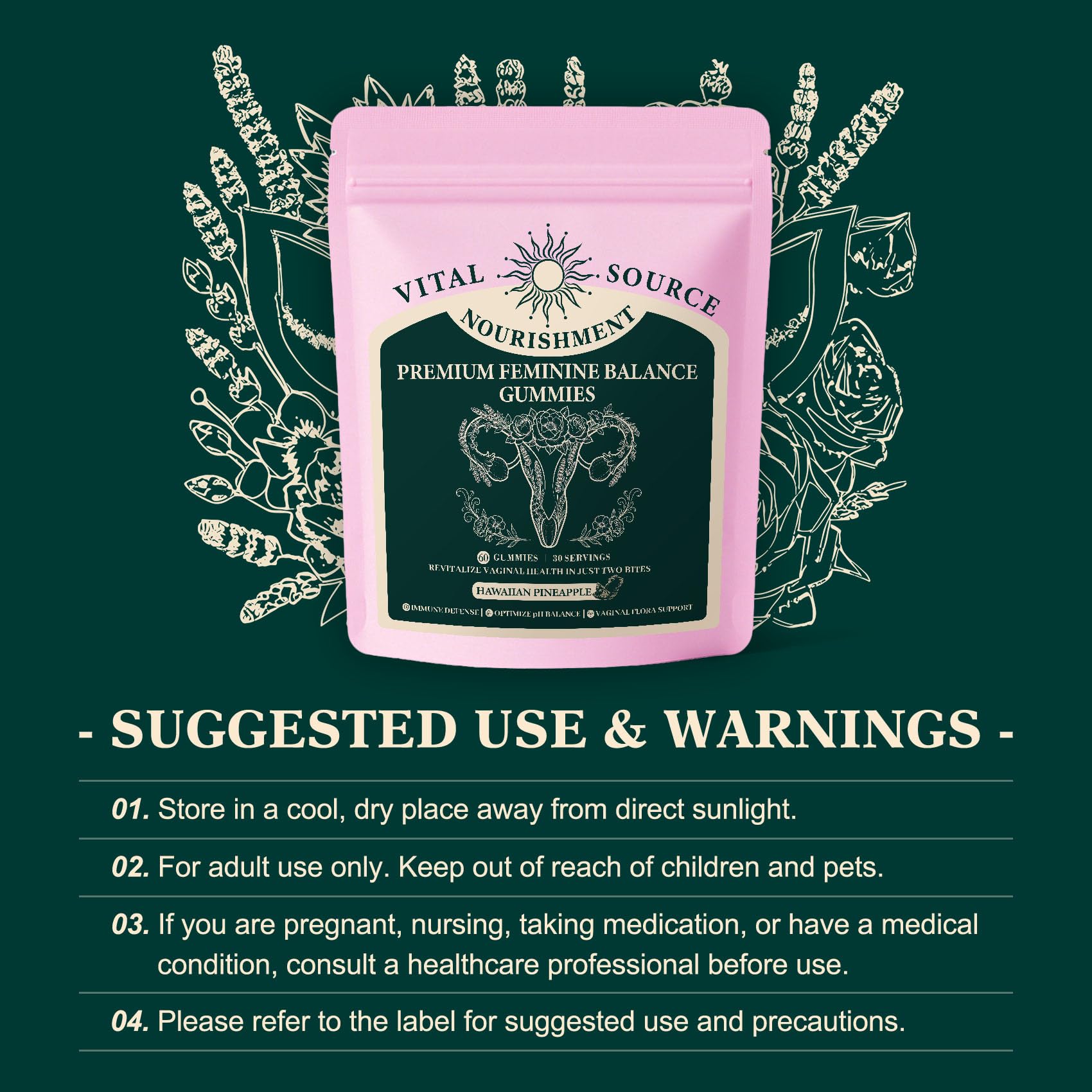 Fravonique Probiotic Gummies Women gluten-free vegan badge on packaging