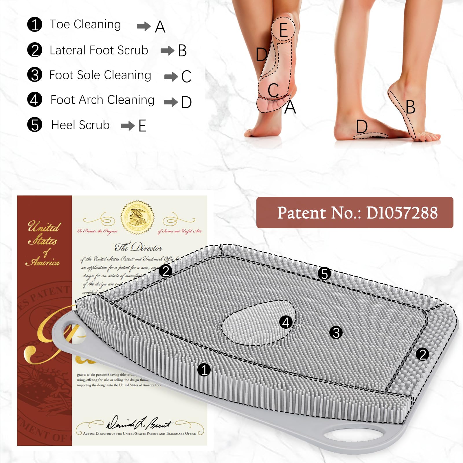 FREATECH silicone material highlights hygienic, easy-to-clean foot wash mat.