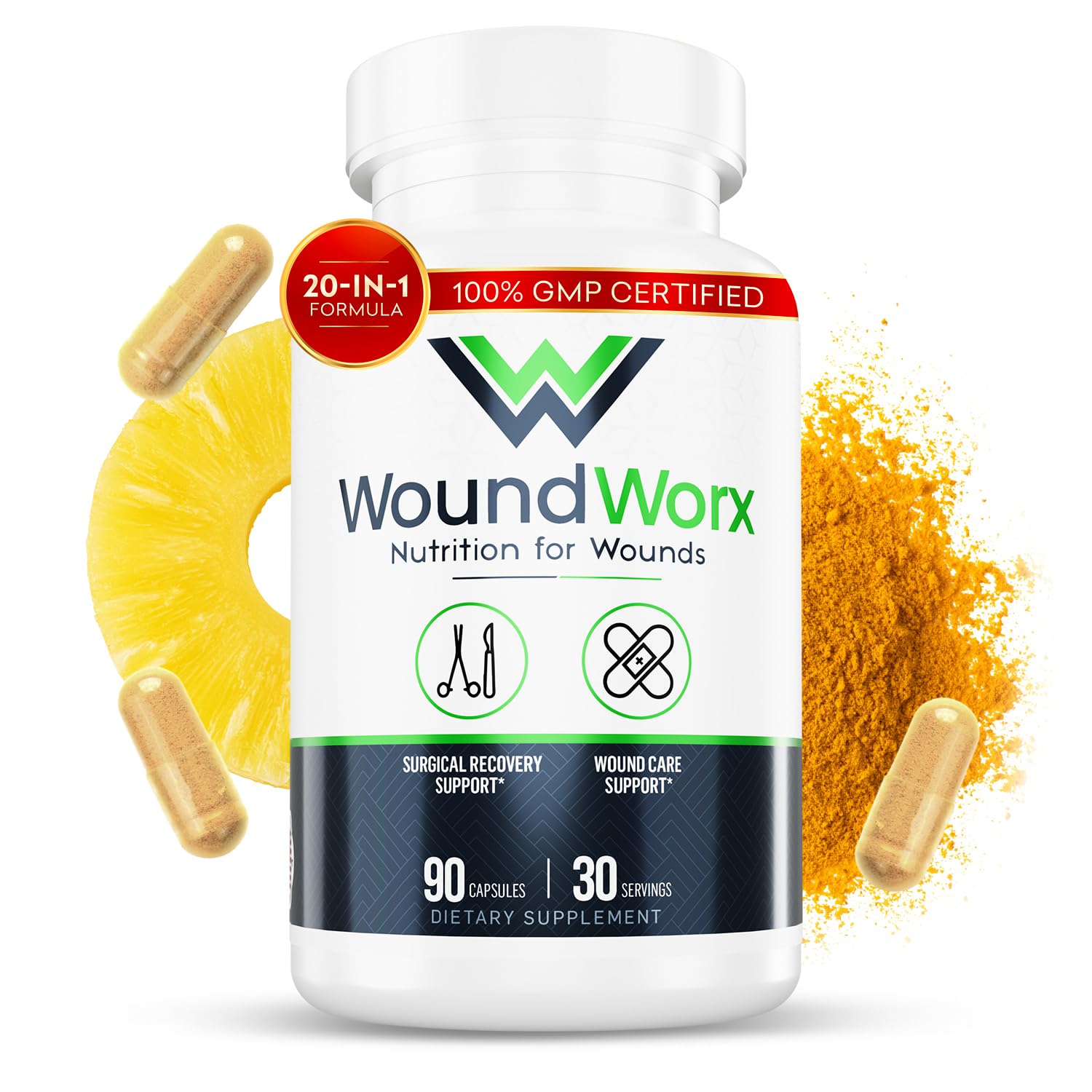 Free Life Labs WoundWorx bottle front shows reliable recovery support.