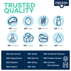 Kosher-certified Freeda Calcium Citrate packaging with clean ingredients