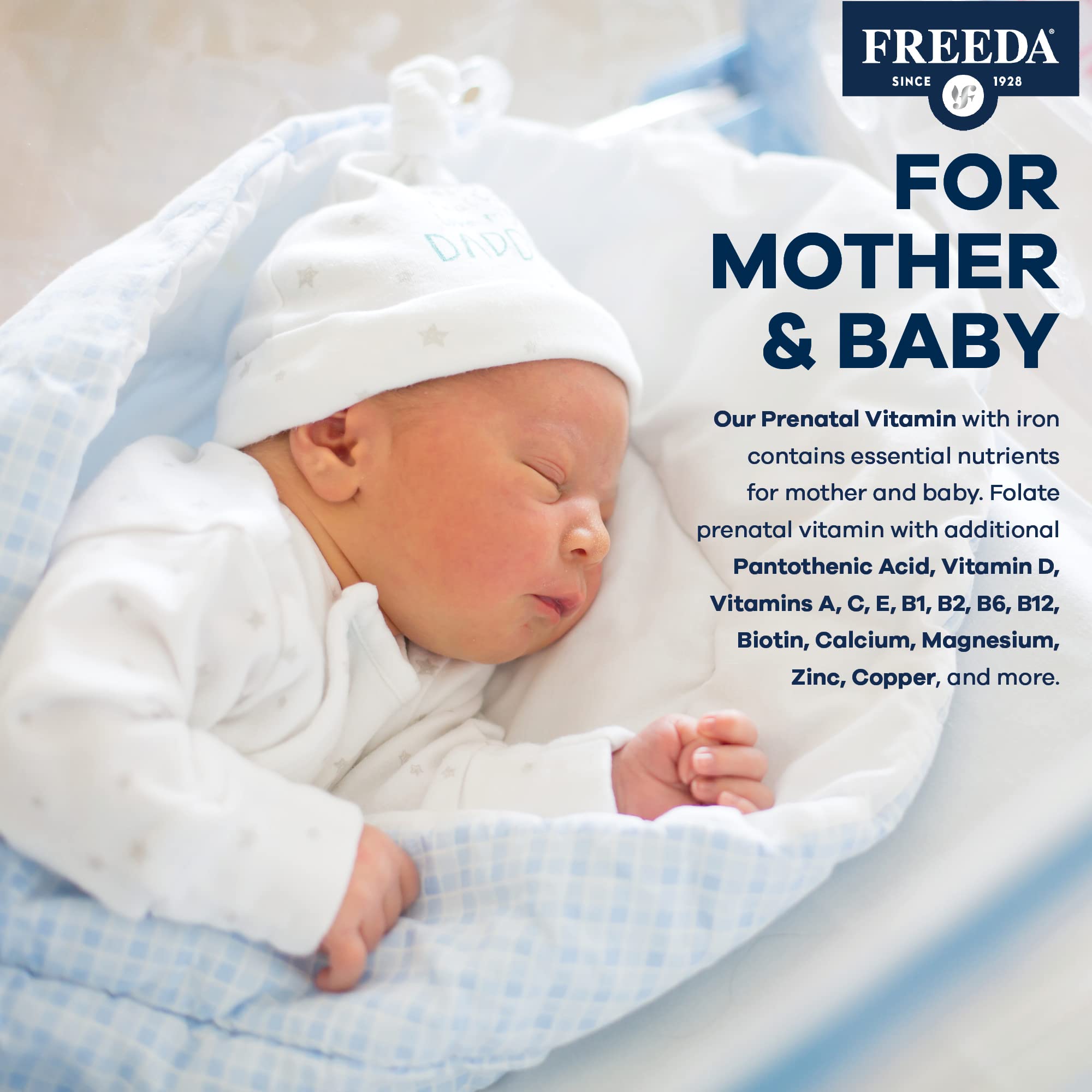 Freeda Prenatal jar packaging emphasizing compact bottle and easy storage