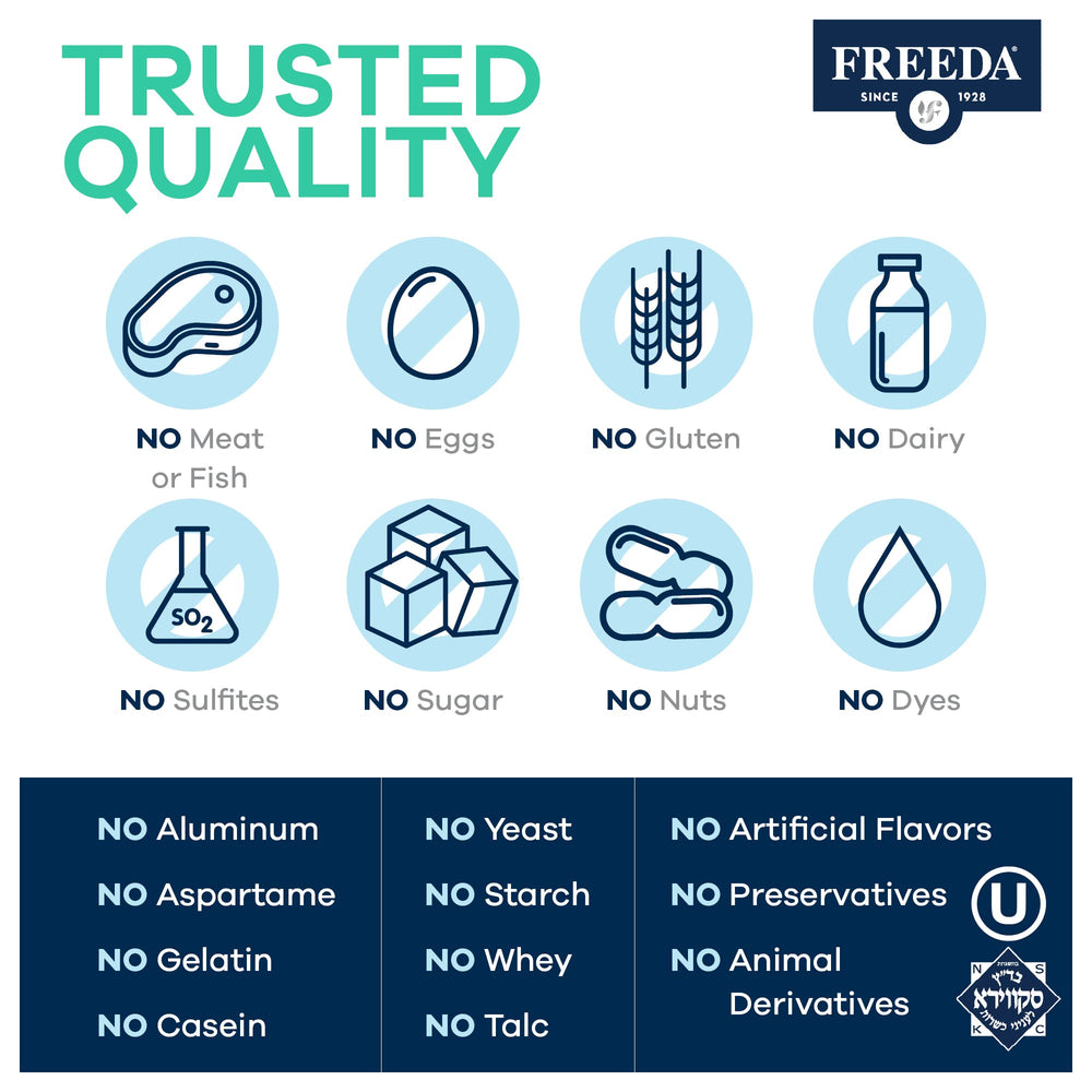 Freeda Prenatal made-in-USA badge showcasing domestic production quality