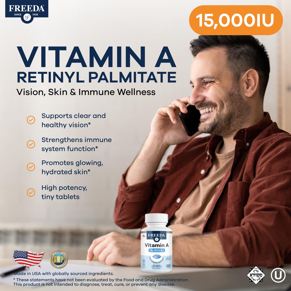 Freeda Vitamin A retinyl palmitate form for high absorption.