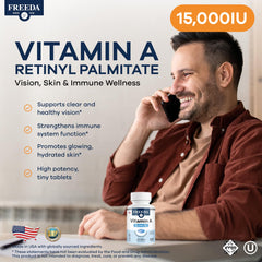 Freeda Vitamin A retinyl palmitate form for high absorption.