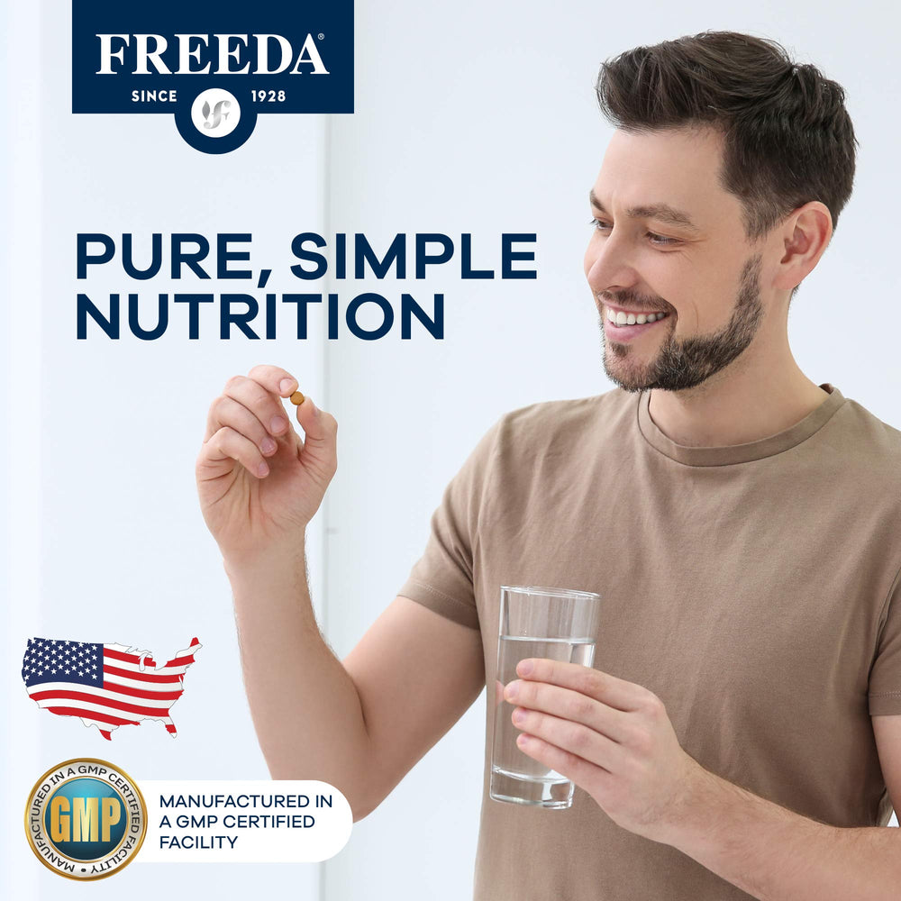 Freedavite Tiny Tablet nutrition panel close-up for reference.