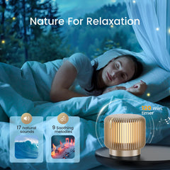 Freefish 26-sounds display featuring natural, ocean, and lullaby tones.