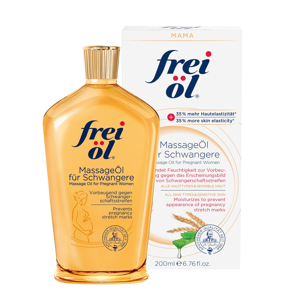 frei öl pregnant massage oil on belly supports skin elasticity during pregnancy.