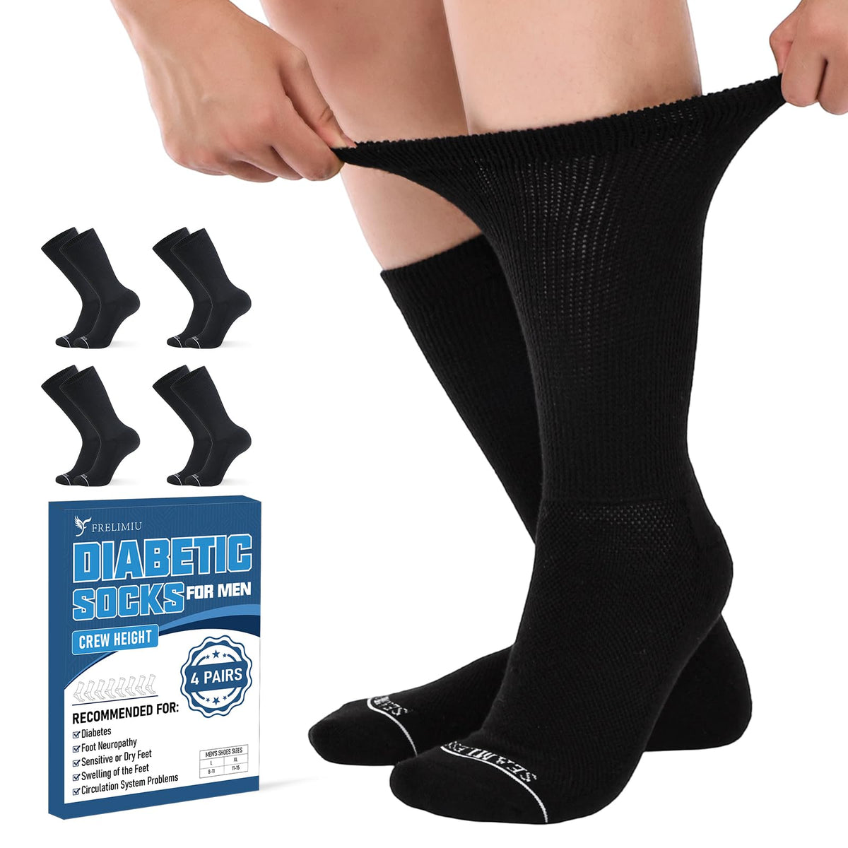 Frelimiu non-binding top diabetic sock for comfortable all-day wear.