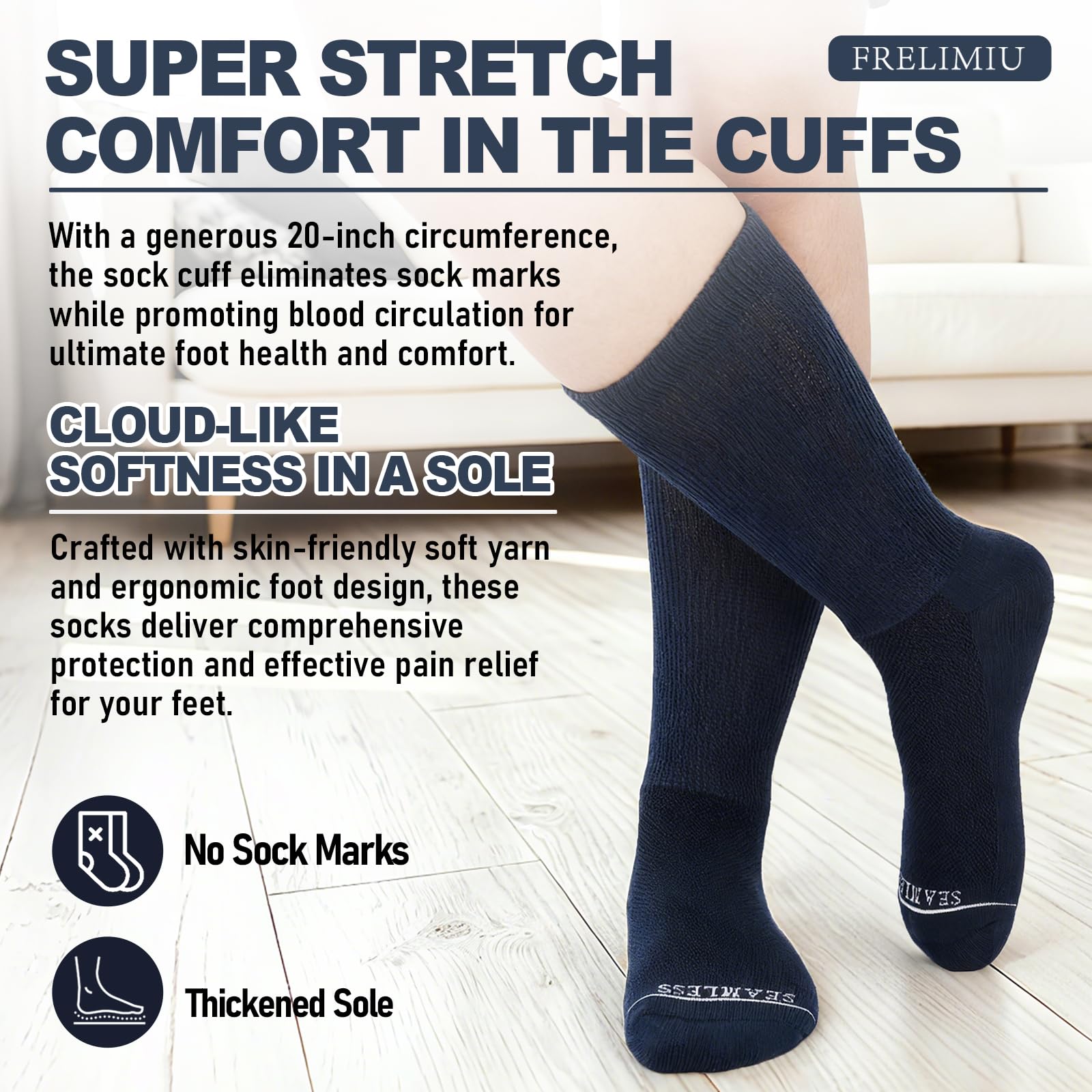 Frelimiu offers two size options 8–11 and 11–15 for swelling-friendly fit.