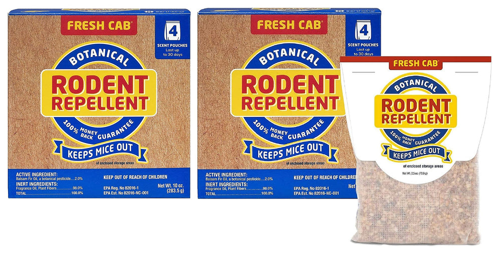 Fresh Cab rodent repellent box in packaging helps keep storage areas pest-free.