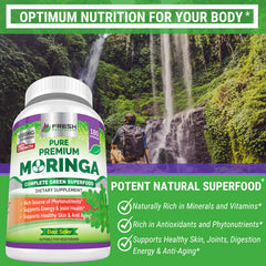 Fresh Healthcare Moringa capsules close-up for easy daily use.
