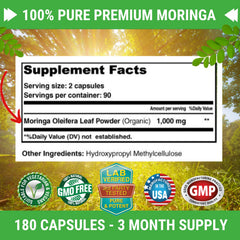 Fresh Healthcare Moringa capsules poured for daily use.