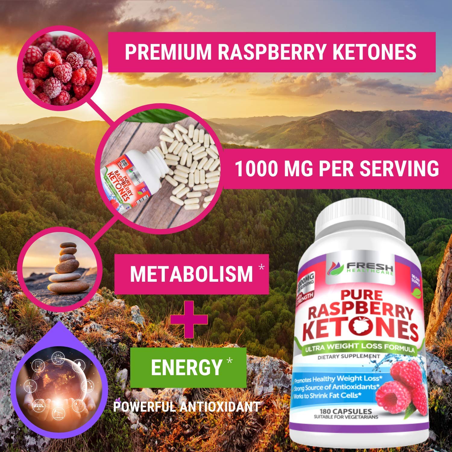 Fresh Healthcare Raspberry Ketones pour demonstrates easy serving and quick intake.