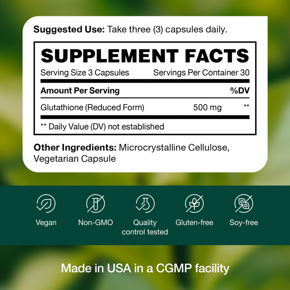 Vegan-friendly badge on Fresh Nutrition glutathione package