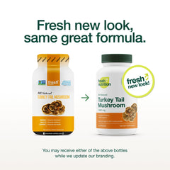 Fresh Nutrition organic turkey tail extract label close-up emphasizing potency