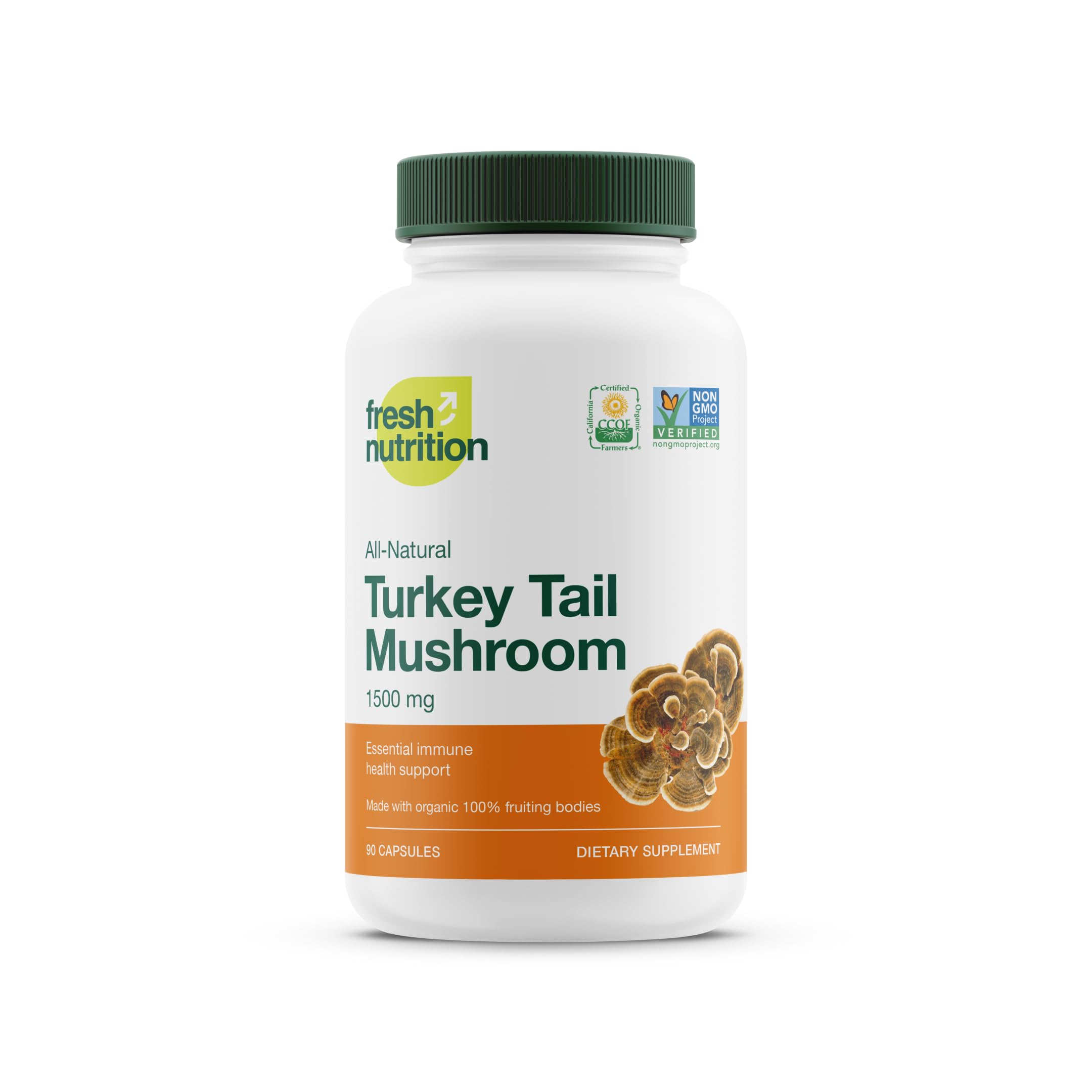 Fresh Nutrition turkey tail capsules bottle showing immune-support potential