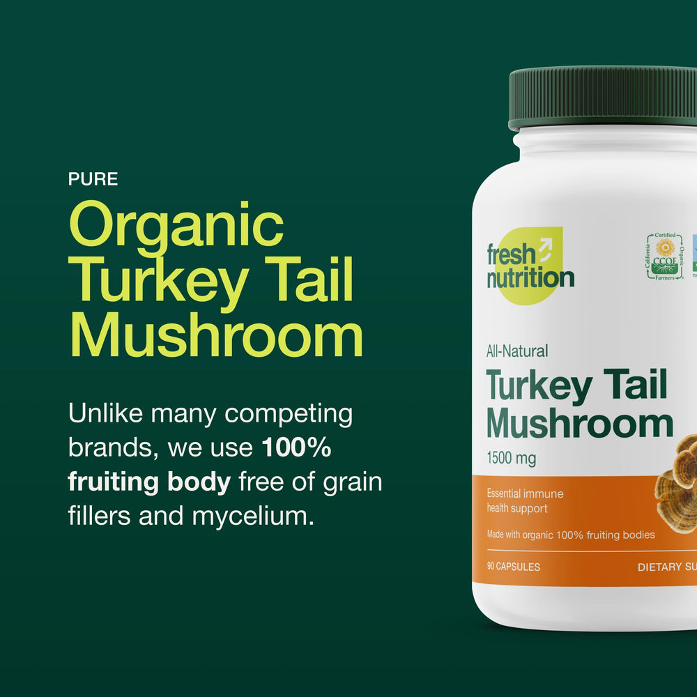 Fresh Nutrition turkey tail mushroom whole form for natural wellness