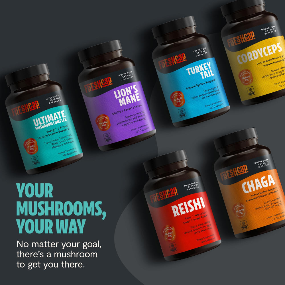 FreshCap bottle on desk for daily energy.