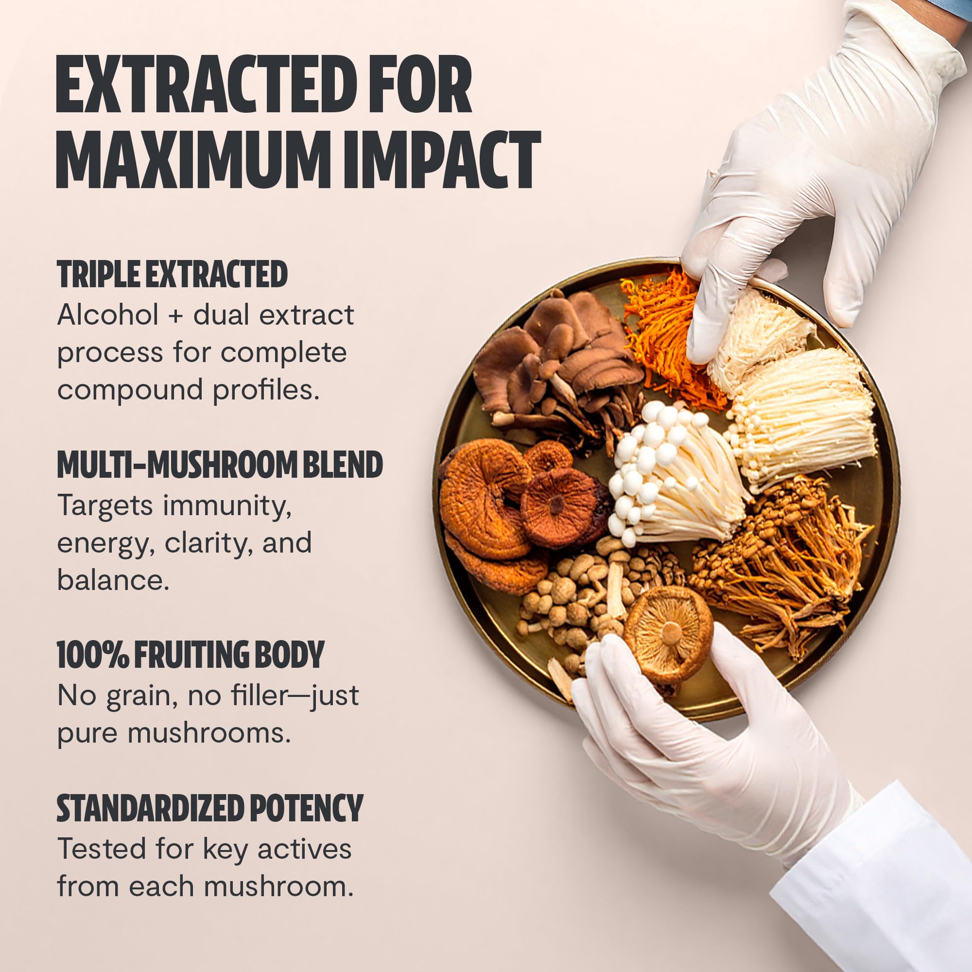 FreshCap no fillers packaging emphasizes pure mushroom ingredients.