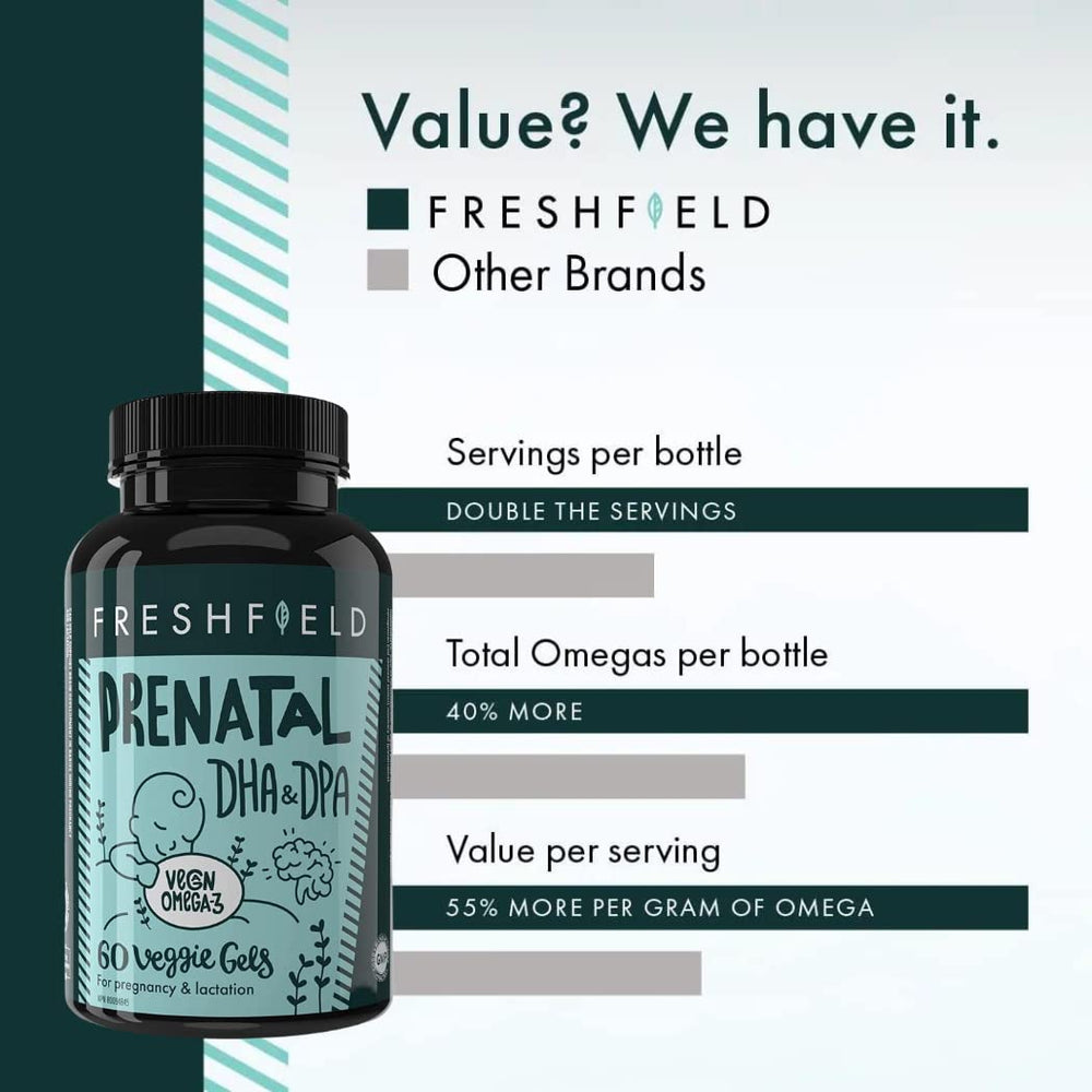 Freshfield Microalgae oil illustration underscores eco-friendly omega-3 benefits.