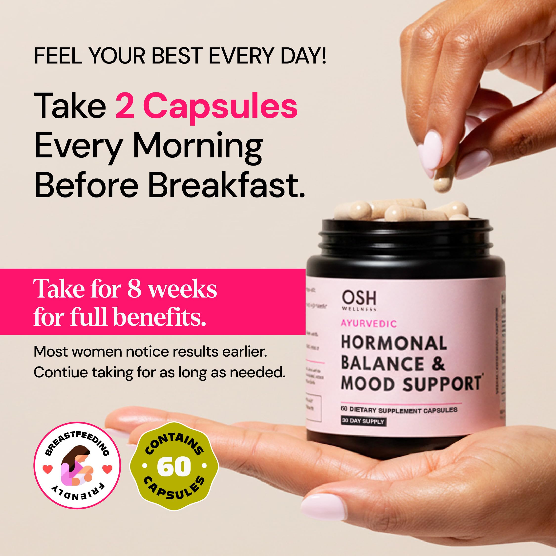 Freshly Moms natural ingredient blend bottle label highlights 7 components