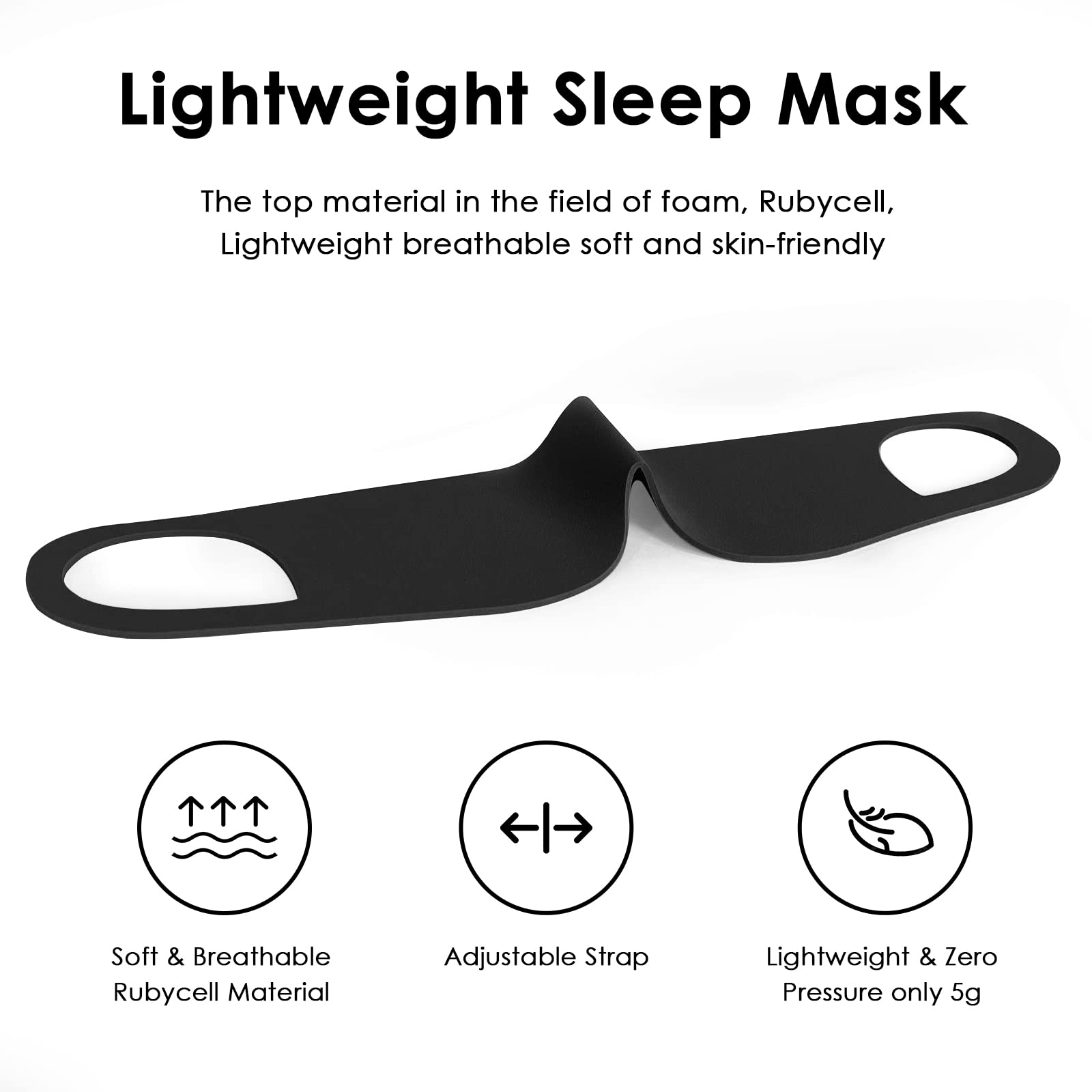 FRESHME Sleep Mask with ear-hanging strap reduces pressure for side and back sleepers.