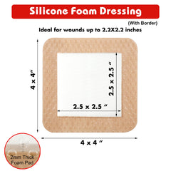 FRESINIDER silicone foam dressing border close-up shows adhesive border gentle on skin