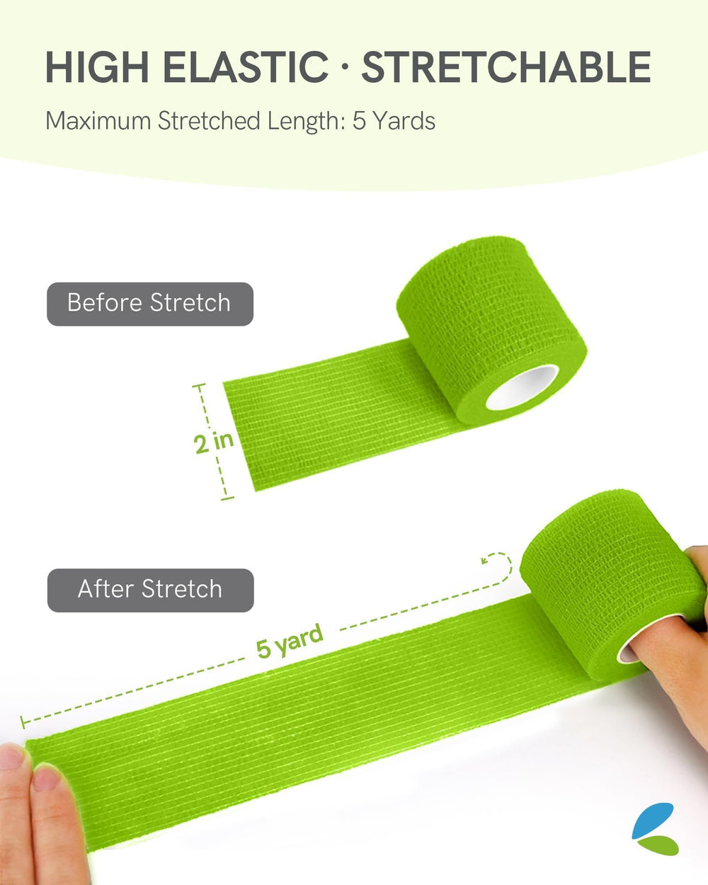 FriCARE 2in x 5yd bandage wrap laid flat for full wrap coverage