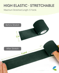 Close-up of FriCARE self-adhesive bandage wrap stretching and adhering without hair pull