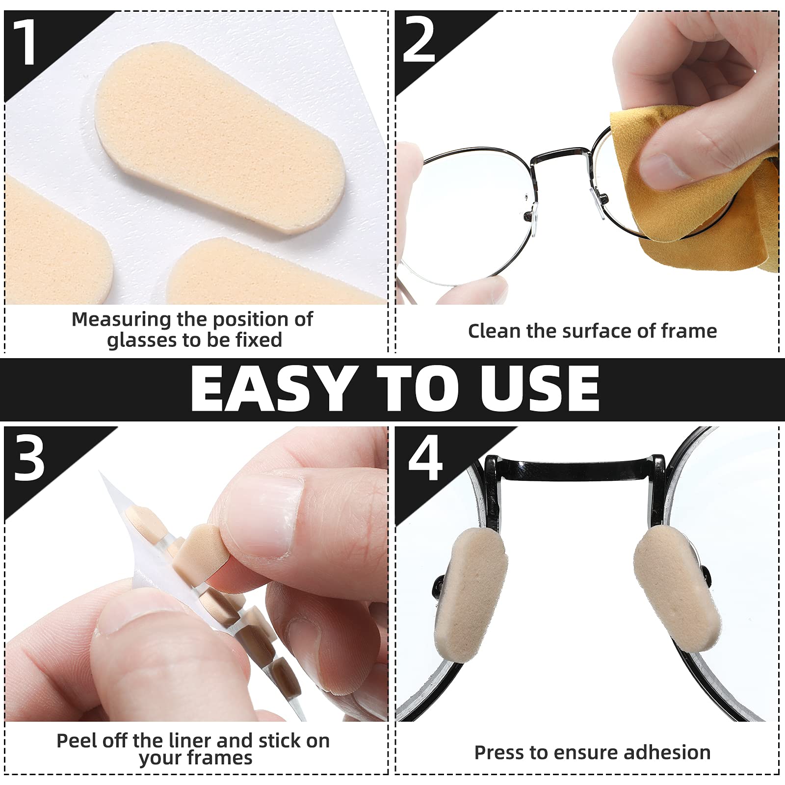 Frienda drop-shaped black pads cushion the nose on glasses