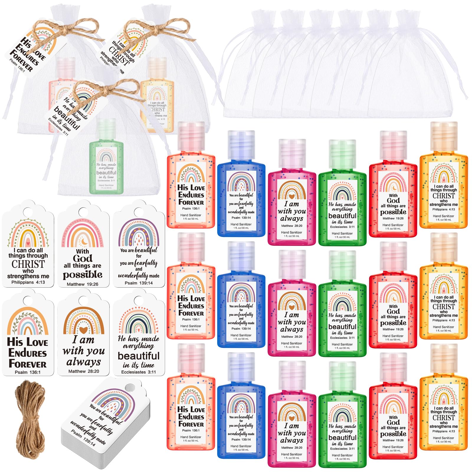 Frienda rainbow Bible verse hand sanitizer for on-the-go cleansing
