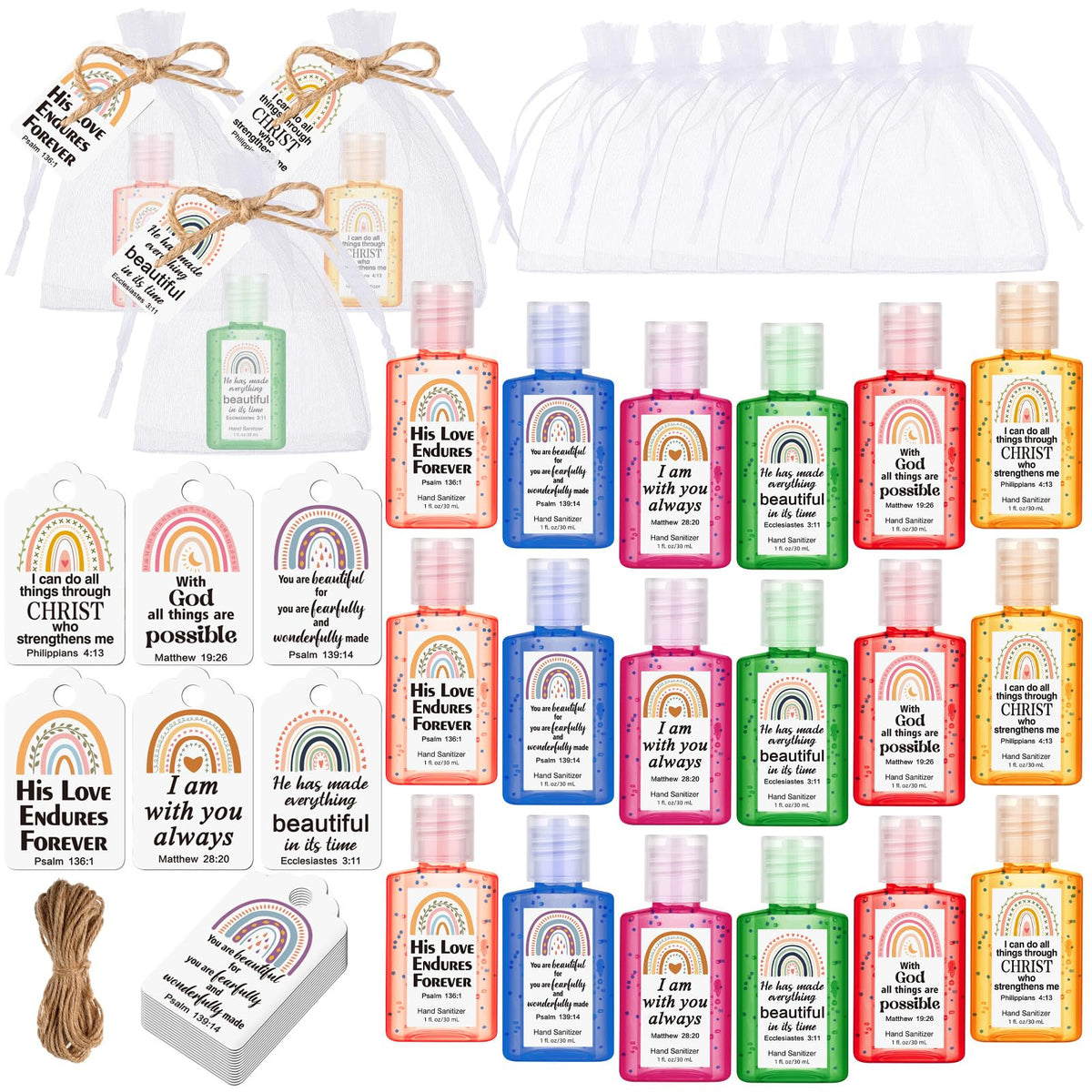 Frienda rainbow Bible verse hand sanitizer for on-the-go cleansing