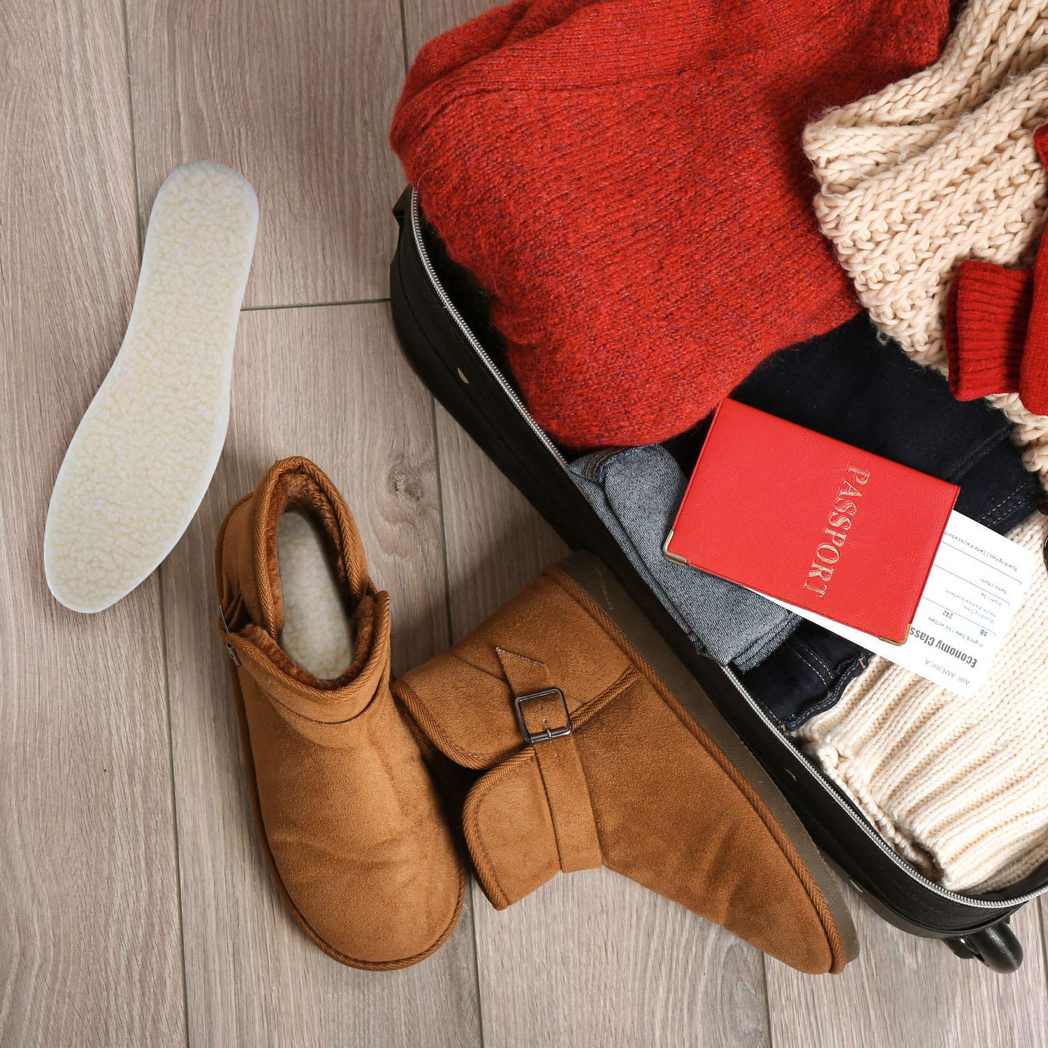 Frienda beige color product in shoe demonstrates versatile winter styling.