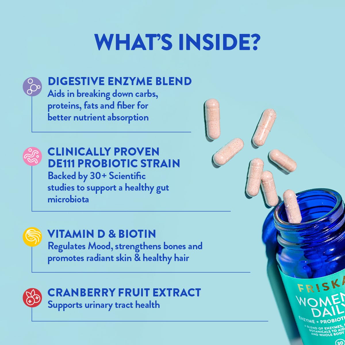 FRISKA Women's Daily packaging front highlights Cranberry Extract and nutrients.