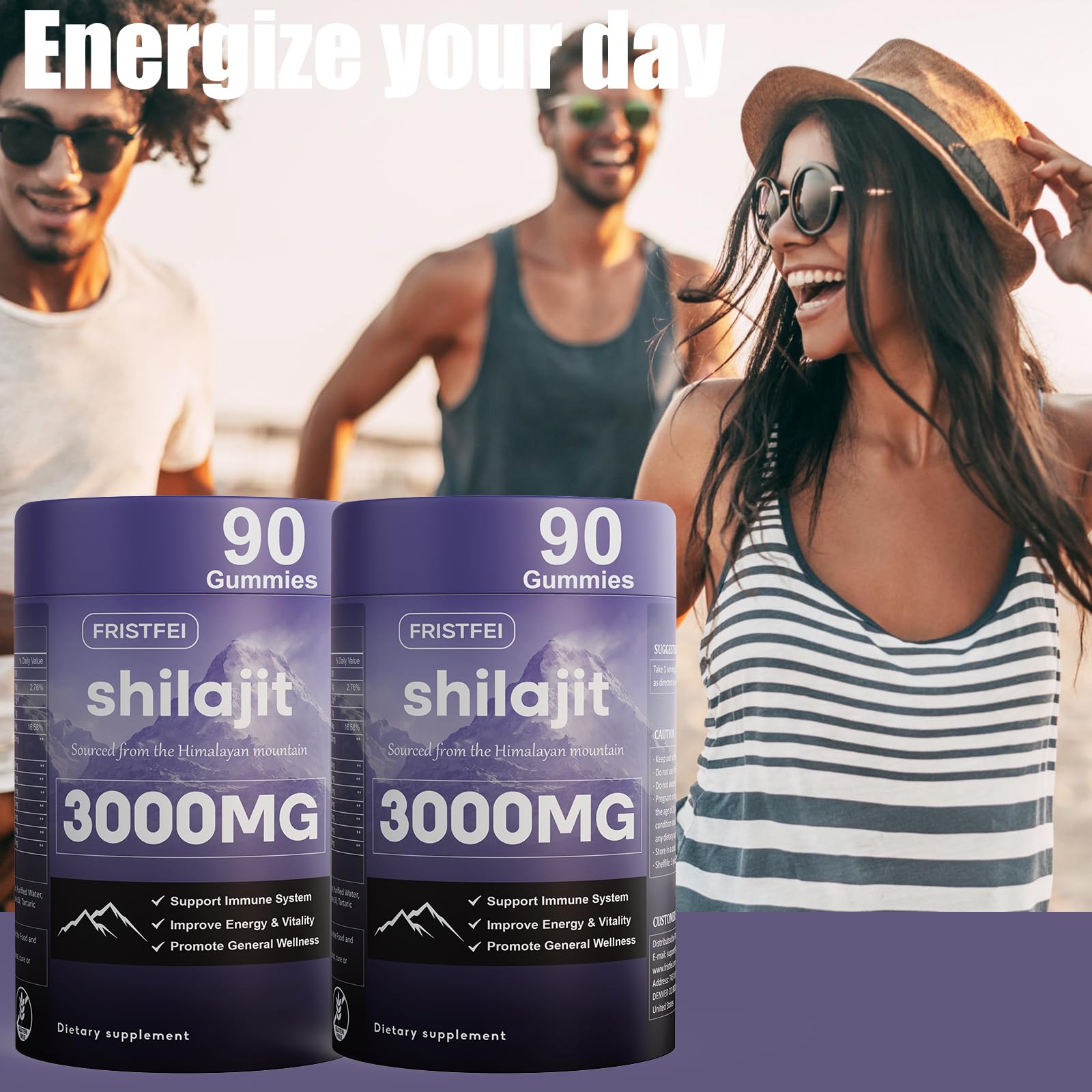 Fristfei Shilajit Gummies texture closeup reveals a smooth, tasty supplement.