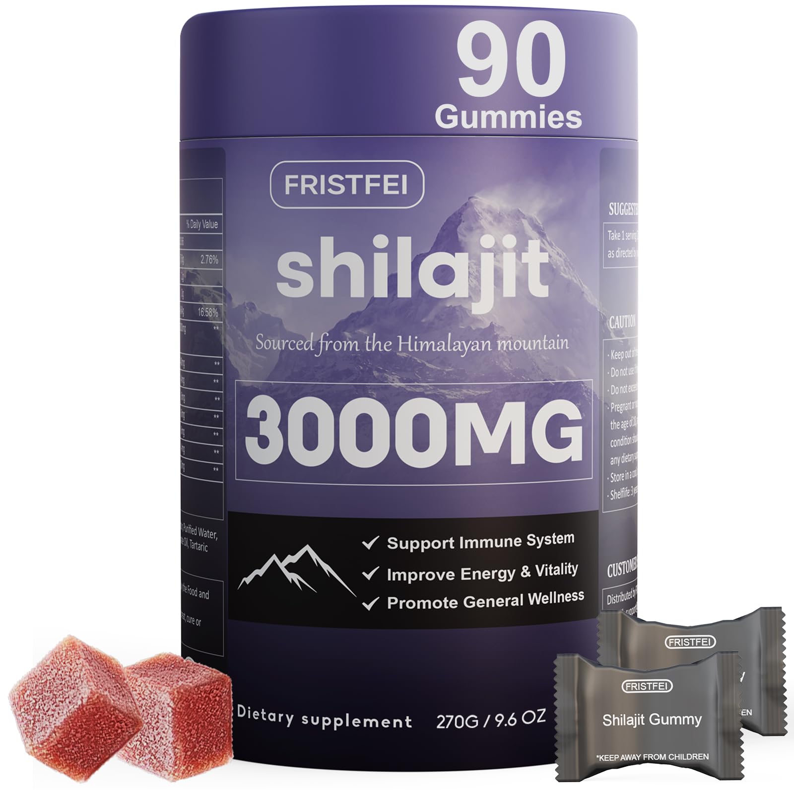 Fristfei Shilajit Gummies bottle close-up for easy daily use.