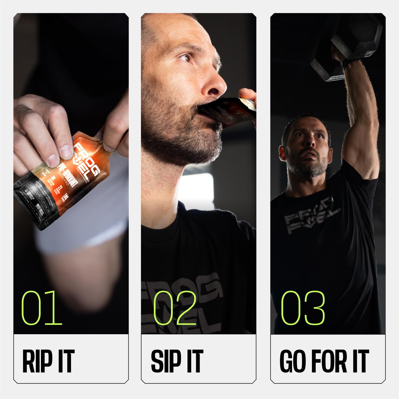 Frog Fuel Ultra ingredients image shows collagen and gluten-free formula