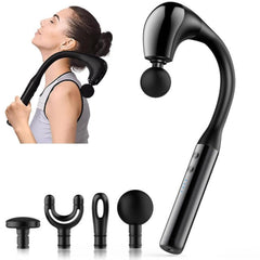 Fronnor massage gun with extended handle reaching the back for easy self-massage