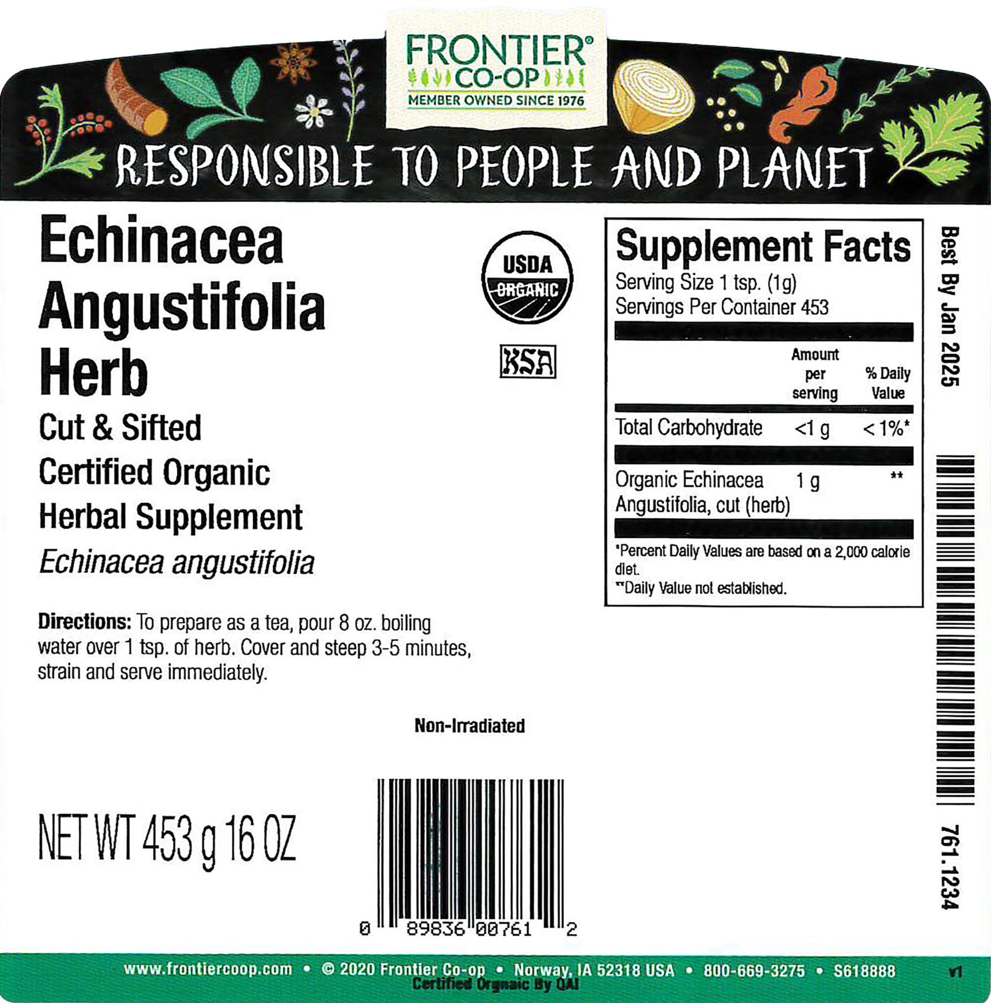 Frontier Co-op echinacea angustifolia dried herb for versatile herbal blends and wellness rituals