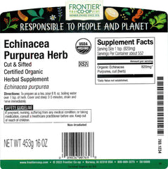 Frontier Co-op Echinacea Purpurea Root in bulk bag, convenient for DIY tinctures and infusions.
