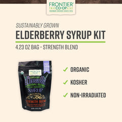 Frontier Co-op elderberry dried berries closeup highlights rich color for flavorful teas.