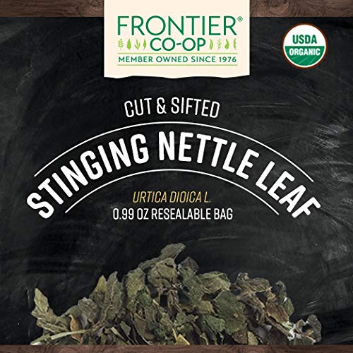 Frontier Co-op stinging nettle leaf being used to steep tea for flavor.
