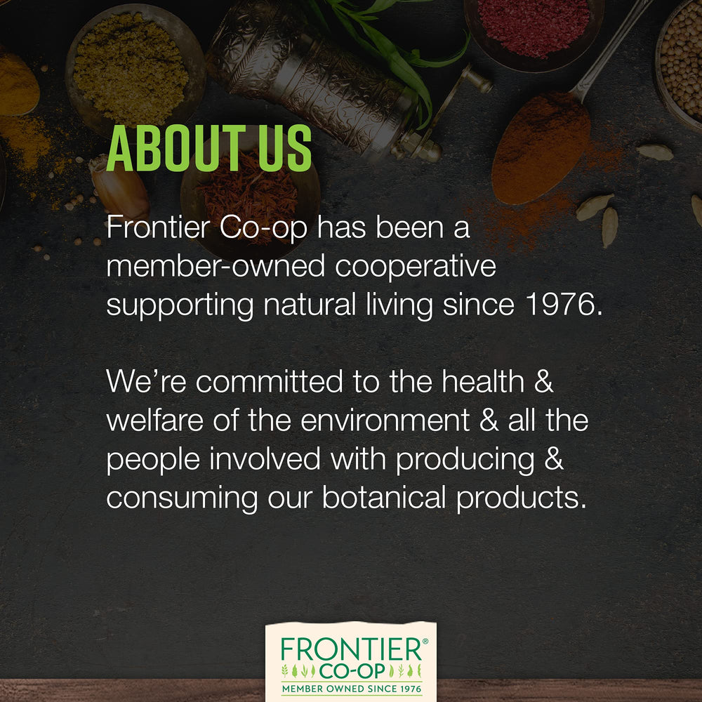 Frontier Co-op organic kosher elderberries packaging emphasizes purity for cooking and teas.